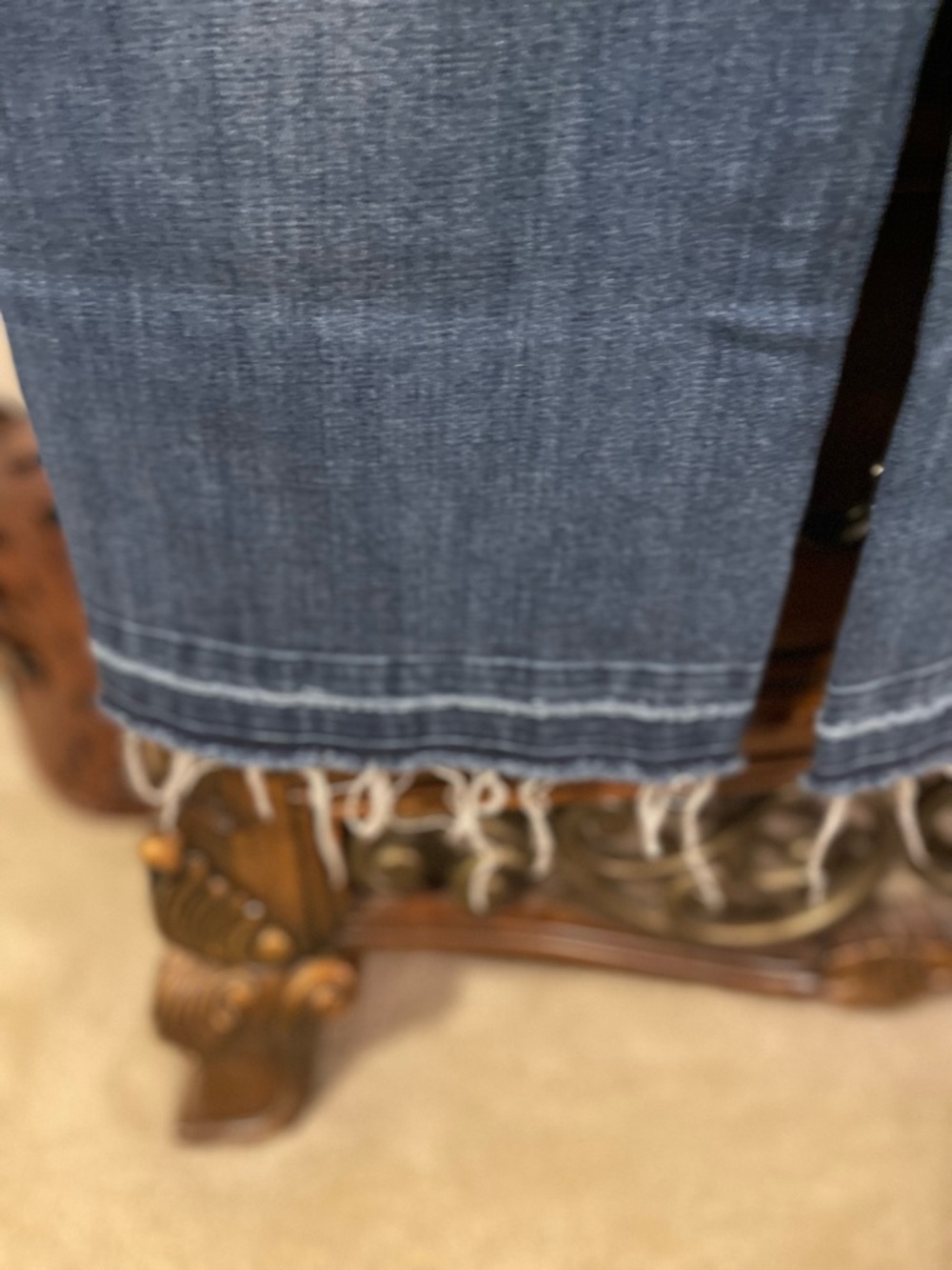 Talbots Dark Blue Wide Leg Deck Jeans with Frayed Hem - Picture 5 of 5